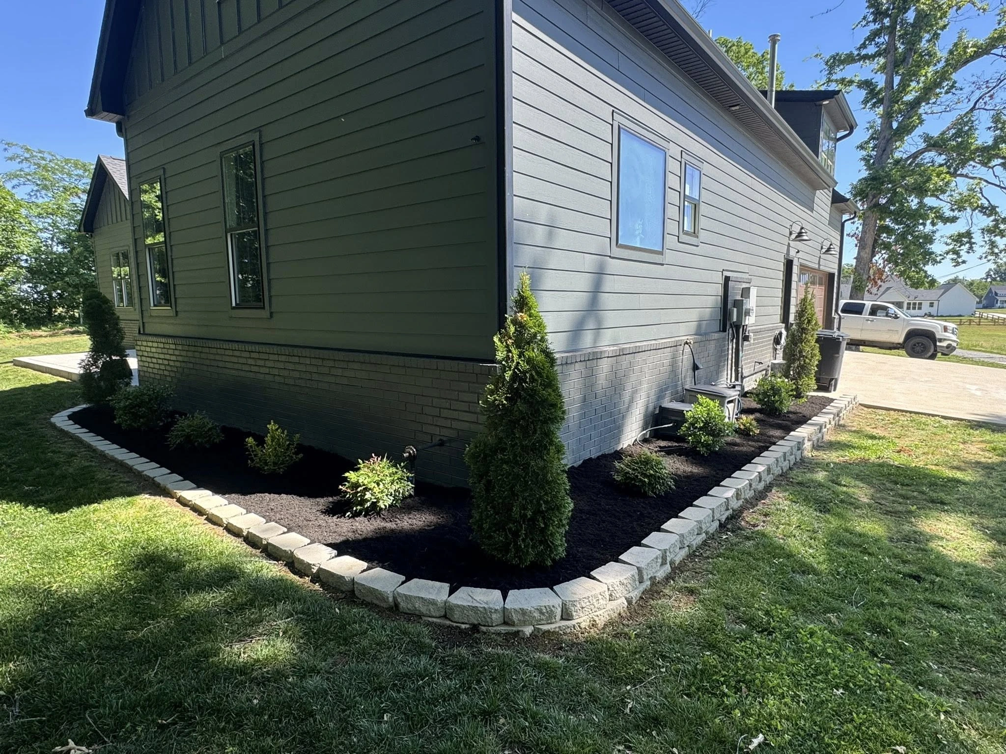 Lawn after cleanup and mulching
